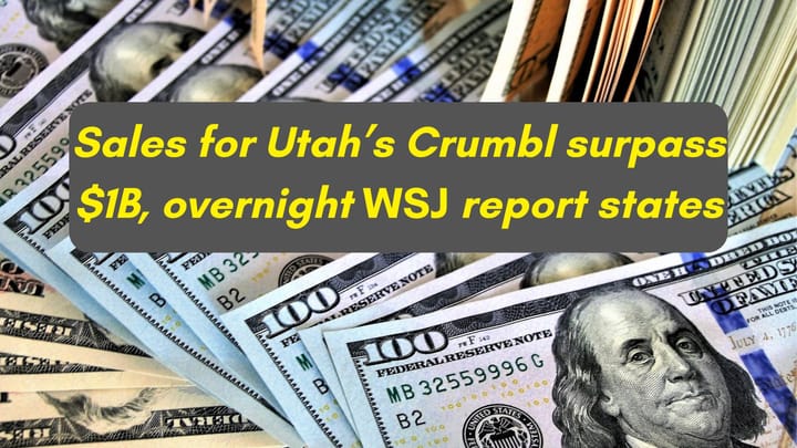 Annual Sales for Utah's Crumbl Cookie Empire have Now Surpassed $1 Billion, an Overnight WSJ Story Reports